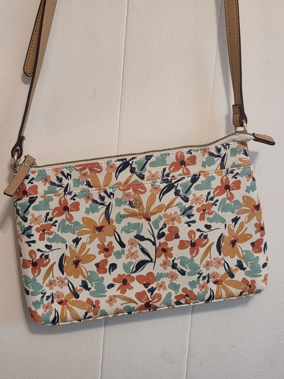 nanette lepore Floral Crossbody in Multi Color with Tan Strap - Picture 2 of 6